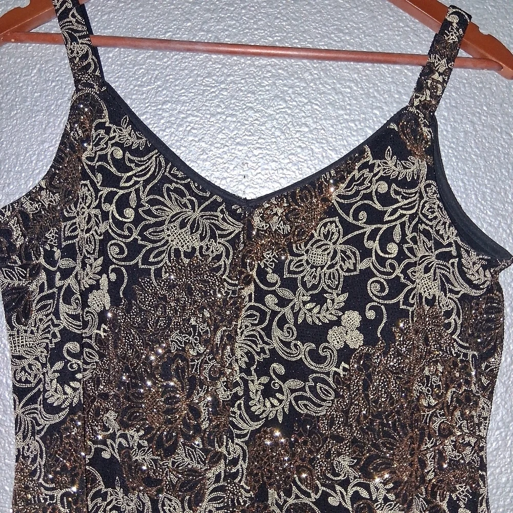 Vintage Alex Evenings Formal Black & Gold Top